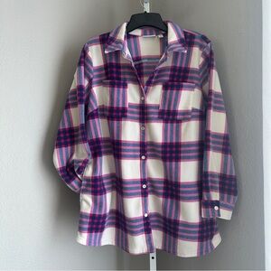 NWOT Denim & Co Fleece Shacket Snap Down 4 Pockets 2X